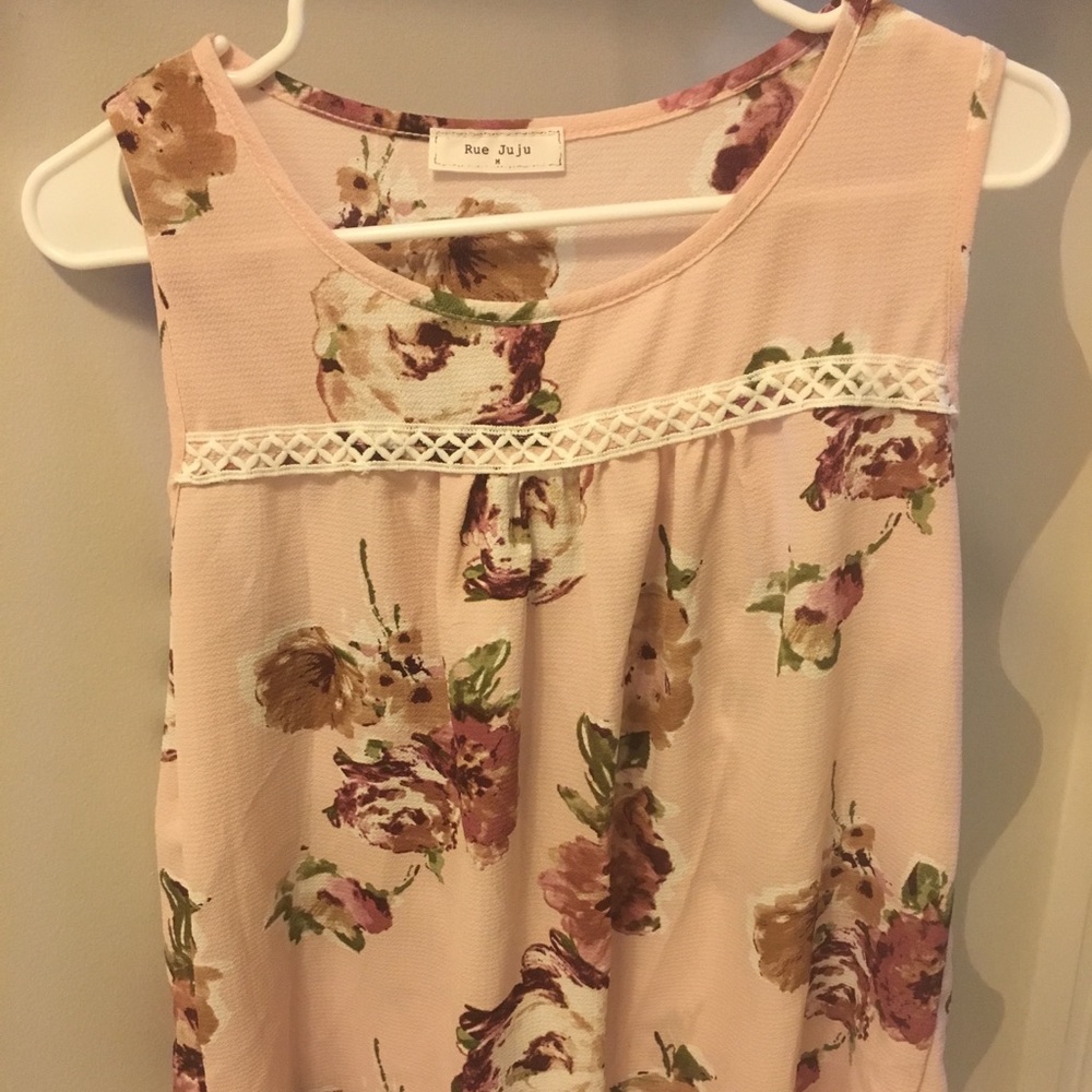 pink tank top with flowers